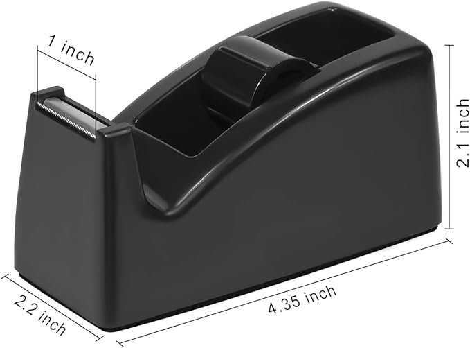 JIKIOU Desktop Tape Dispenser - Non-Skid Base - Weighted Tape Roll Dispenser - Perfect for Office Home School (Tape not Included) - (3-Pack Black)
