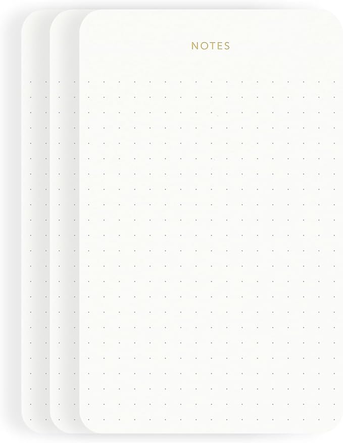 Elegant Desk Notepads for Professionals, Executive's Memo Pads, Minimalist, Gold Foiled, Dotted Layout, 3 Pack, 225 Sheets Total (75 Each), 6.3" x 3.9”, 80 GSM, Eco-friendly, FSC™ Certified Small Notepad