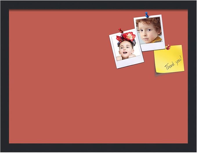 PinPix 20x15 Inch Cork Bulletin Board. This Decorative Framed Pin Board Comes with Crimson Pastel Design and a Satin Black Frame. Ideal for Home Office Decor or Message Board (PinPix-1807)