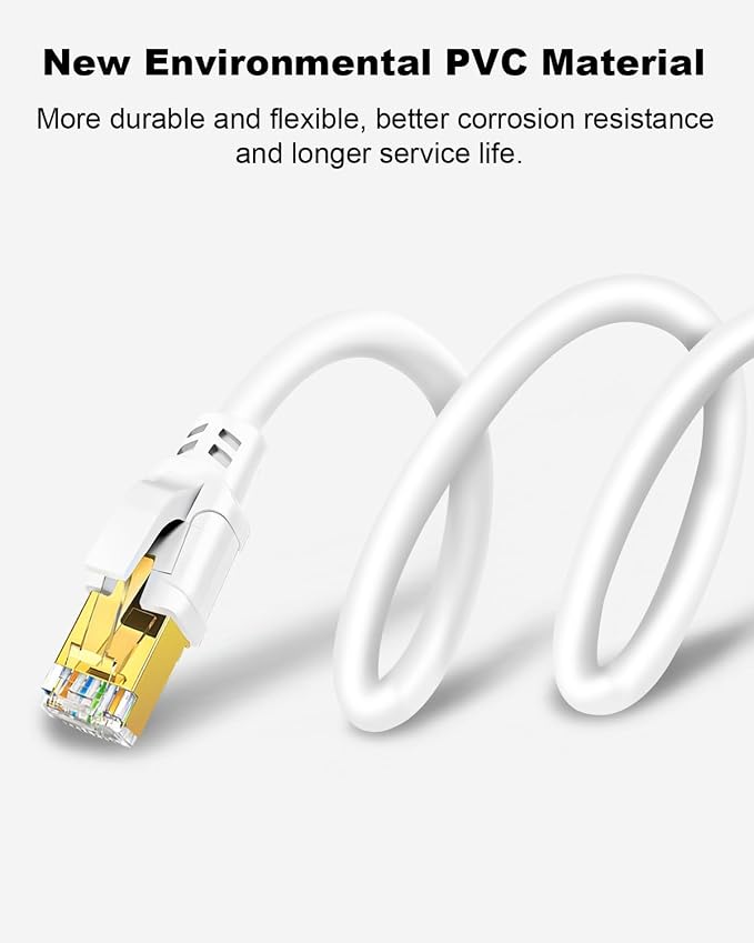 Yauhody CAT8 Ethernet Cable 100FT, 40Gbps High Speed SFTP 2000MHz Gigabit - Image 6