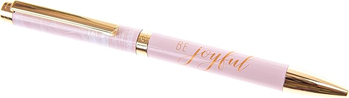 Graphique Fashion Pen, 5.5" Refillable Black Ink Ballpoint Pink w/Be Joyful Quote & Matching Gift Box, Makes a Beautiful, Unique Gift