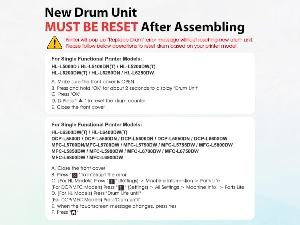 DR820 DR-820 Drum Unit Black 2 Pack Compatible Replacement for Brother DR820 DR 820 DR-820 for HL-L6200DW HLL6200DW L6200DW MFC-L5850DW MFC-L5900DW MFC-L5700DW HL-L5200DW L5200DWT Printer Ink