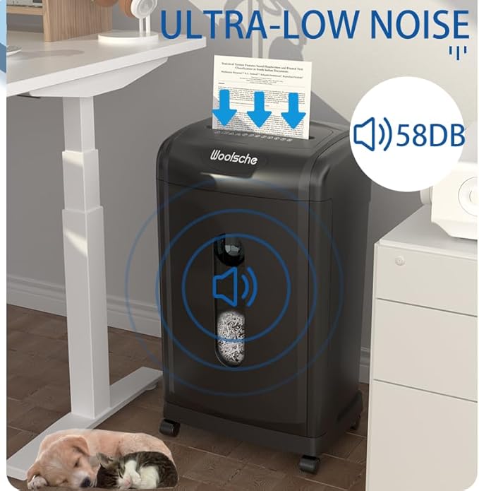 Shredder, 18-Sheet Cross Cut, 7.93Gallon Pull Out Bin, P-4 Security Level, Shred Paper/Card/CD, Durable&Fast with Auto Jam Proof System for Office