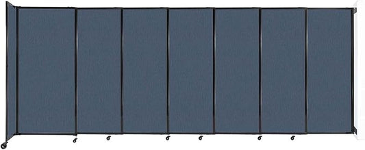 Wall-Mounted Sliding StraightWall Room Divider | Adjustable Widths | Locking Wheels | Room Separator | Up to 15'6" Wide x 6' Tall Ocean Fabric Panels