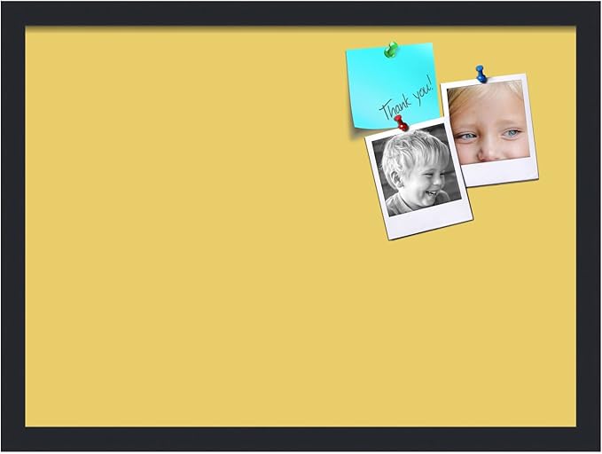 PinPix 22x16 Inch Cork Bulletin Board. This Decorative Framed Pin Board Comes with Honey Pastel Design and a Satin Black Frame. Ideal for Home Office Decor or Message Board (PinPix-1810)