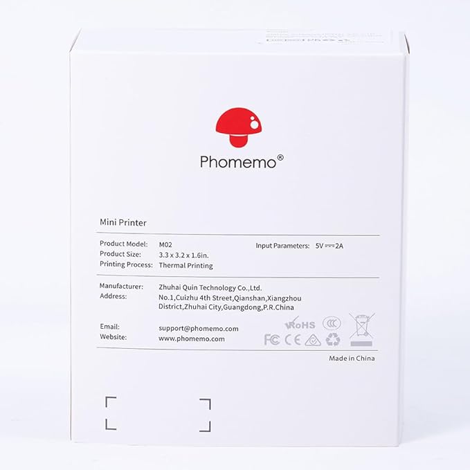 Phomemo Mini Sticker Printer- Mini Printer Sticker Maker Machine M02, Print Pods Suitable for Creative DIY, Diaries, Photos, Study Notes, Portable Thermal Inkless Label Maker for Home/Travel, Black