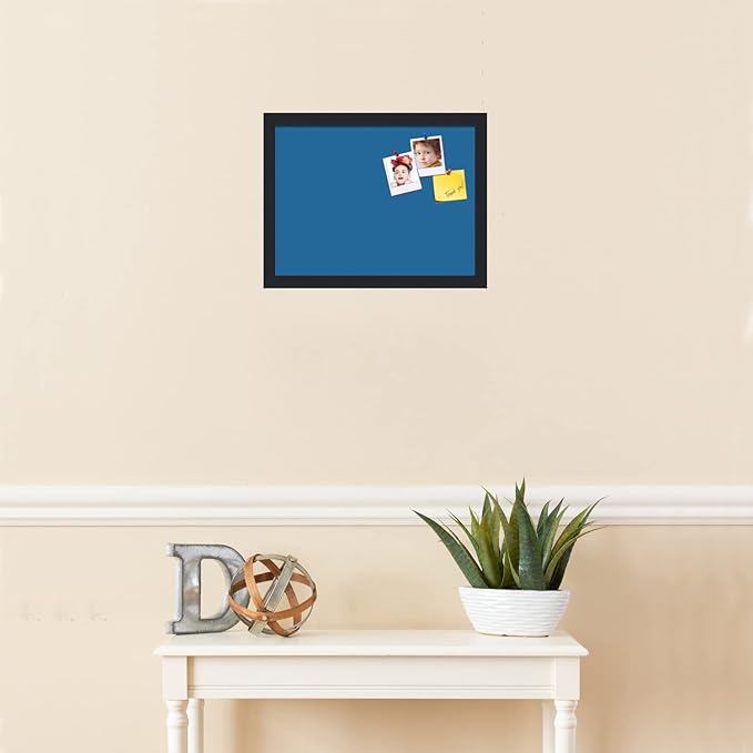 PinPix 16x12 Inch Cork Bulletin Board. This Decorative Framed Pin Board Comes with Navy Pastel Design and a Satin Black Frame. Ideal for Home Office Decor or Message Board (PinPix-1811)