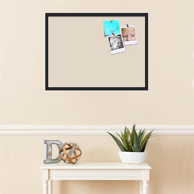 PinPix 30x22 Inch Cork Bulletin Board. This Decorative Framed Pin Board Comes with Desert Pastel Design and a Satin Black Frame. Ideal for Home Office Decor or Message Board (PinPix-1815)