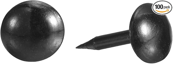 uxcell Upholstery Tacks Nail Pins Furniture, 100Pcs 7x13mm Thumb Tack Pins Assortment Kit Carbon Steel for Home Sofa DIY Decorative Nail Heads Nails, Black