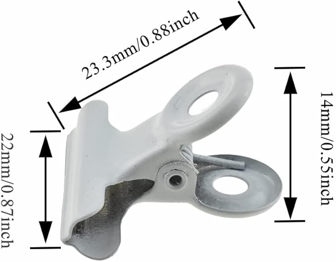 HAHIYO 0.87inch White Bulldog Clips Metal File Hinge Binder Clips Clamps Save Space Strong Spring Jaws Rock Solid Grip Book Lay Flat Deburred Edge for Hang Photos Wall Grid Dog Food 30PCS