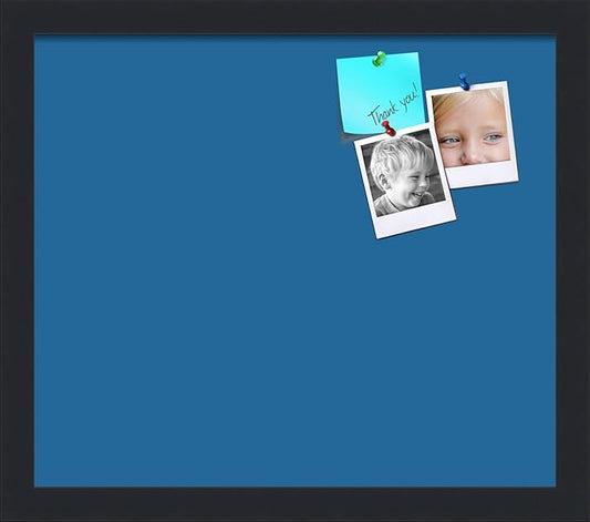 PinPix 15x13 Inch Cork Bulletin Board. This Decorative Framed Pin Board Comes with Navy Pastel Design and a Satin Black Frame. Ideal for Home Office Decor or Message Board (PinPix-1811)