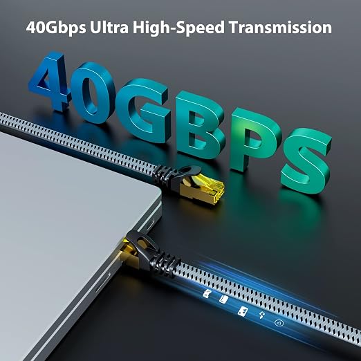 ARISKEEN Cat 8 Ethernet Cable 1 FT 2 Pack, 40Gbps 2000Mhz High Speed Cat8 - Image 2