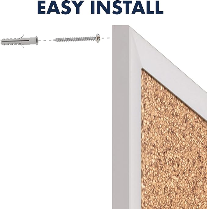 Quartet Cork Board, Bulletin Board, 3' x 2' Corkboard, Aluminum Frame (2303)