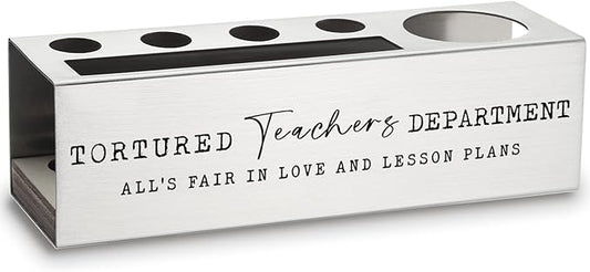 Tortured Teacher Department Funny Teacher Stainless Steel Pencil Pen Holders ASB88