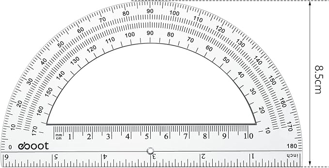 EBOOT 24 Pack Plastic Protractors Math Protractor 180 Degrees 6 Inch (Clear)