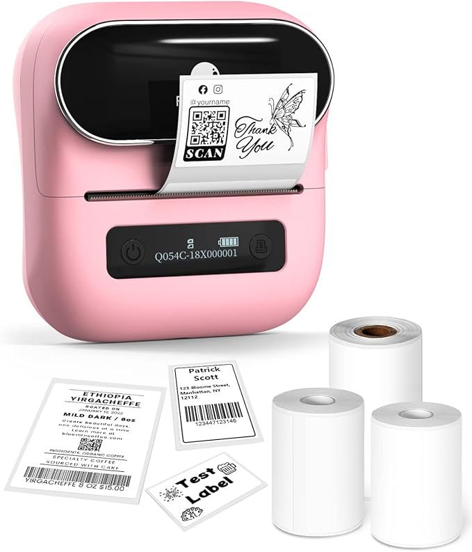 Phomemo M220 Portable Thermal Label Makers, Wireless Label Printer for Address, Labeling, Mailing, Office Supplies Organizing, Label Maker Machine with Tape, Sticker Printer with 3 Rolls of Labels