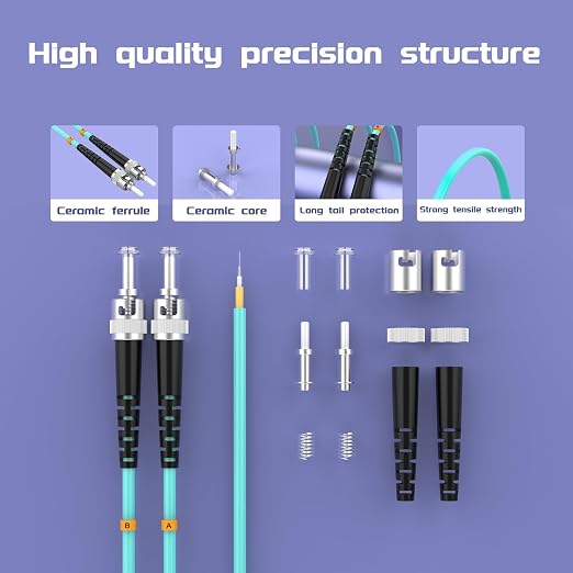 OM3 Fiber Patch Cable ST/UPC to ST/UPC 49/15meters 10BG/Gigabit Multimode - Image 4