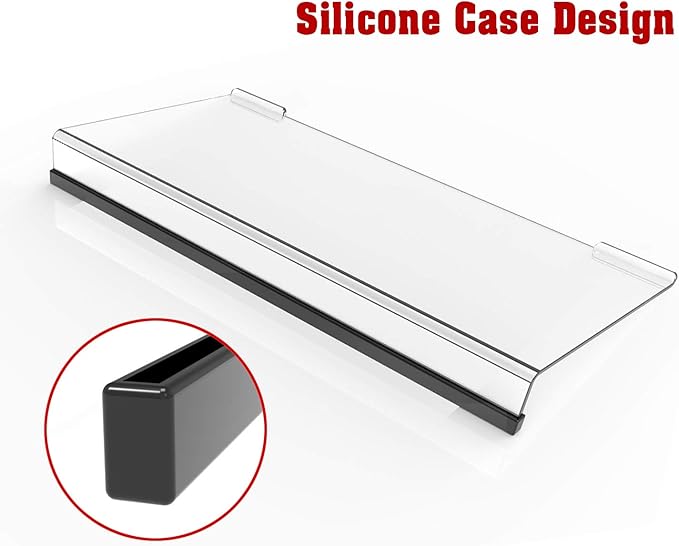 Mini Computer Keyboard Stand-11.8'' x 5.1''-Small Computer Keyboard Tray Acrylic Keyboard Holder for 78 Keys Universal Compact Keyboard, with Black Silicone Strip, Clear