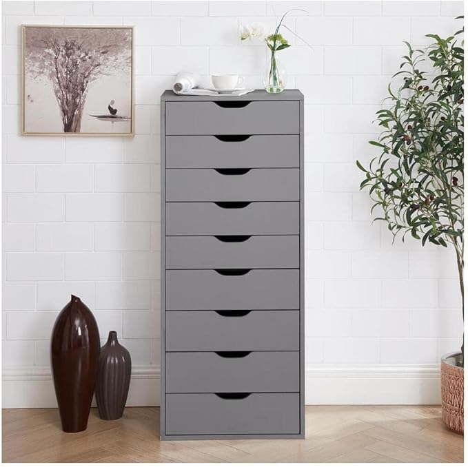 Naomi Home Office File Cabinets Wooden File Cabinets for Home Office Lateral Cabinet Wood Cabinet Mobile Mobile Storage Filing Storage Drawer Gray 9 Drawer