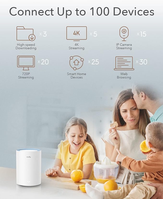 Cudy M1200 3-Pack AC1200 Whole Home Mesh WiFi System, 2.4GHz 5GHz Dual Band - Image 4
