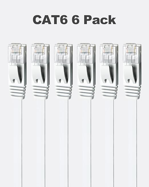 Yauhody CAT 6 Ethernet Cable 3ft 6-Pack White, High Speed Solid Flat CAT6 - Image 8