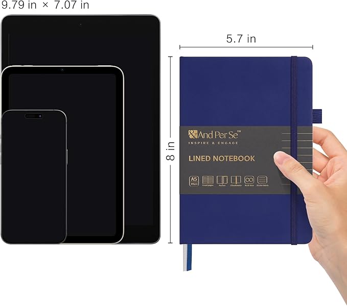 &And Per Se Lined Journal Notebook, 160 Pages, A5 5.7 x 8 inches College Ruled Thick Paper Notebook Journals for Writing, Hardcover Notebooks for Women Men Office School (1 Pack, Royal Blue)