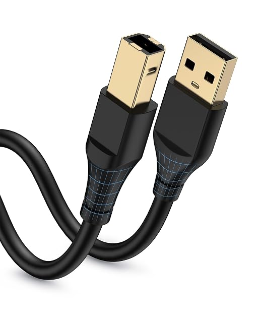 HP Printer Cable 10ft, Square USB A to USB B Cable by Bordsek