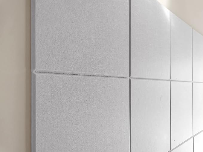 Large Cork Board Alternative - 12-Pack Felt Wall Tiles with Safe Removable Adhesive Tabs, Cork Wall Tiles Bulletin Board Home Office Essentials - Gray White