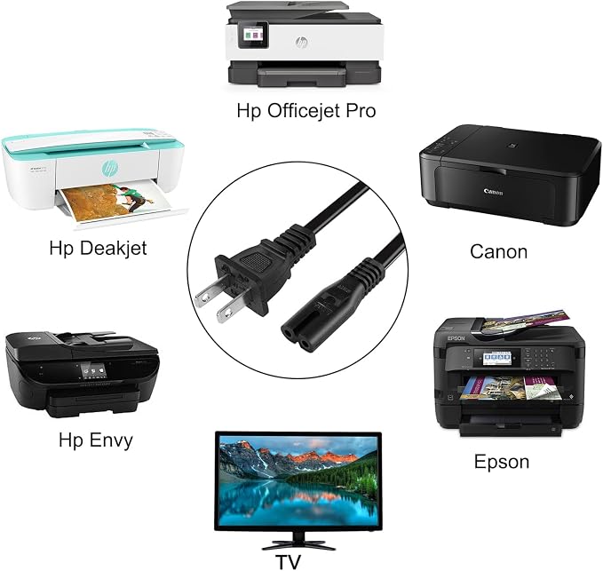 12FT Power Cord Cable for HP Envy 120 4500 4510 4520 5055 5535 5540 5530 5660 - Image 4