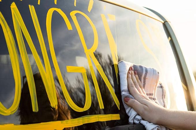 Glass Pen Window Marker: Liquid Chalk Pens for Glass, Whiteboard Markers with Washable Paint - Graduation, Car Windows, Mirror Pen, Storefront, Wedding, Parade, Party & Holiday (Blue, Jumbo Tip)