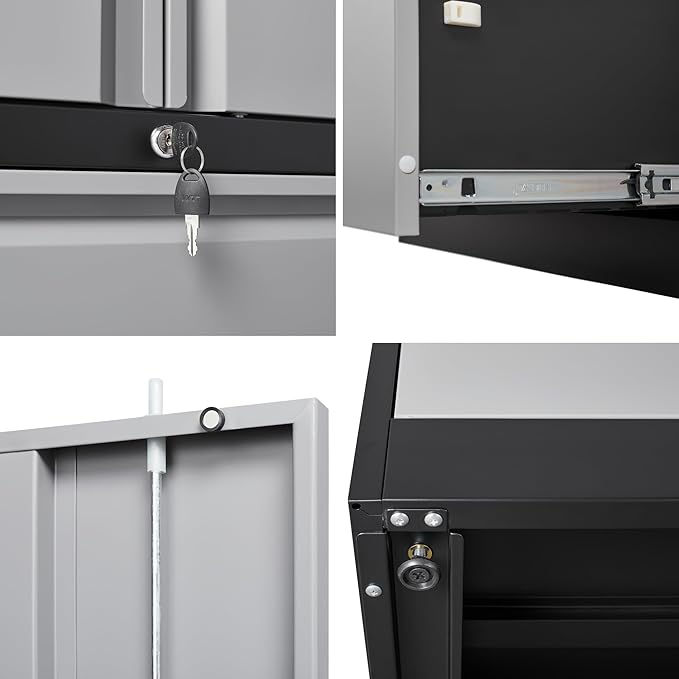SISESOL Metal Storage Cabinet with Drawers, 71" File Cabinets for Home Office, Locking Steel Storage Cabinet with Doors and Shelves for Home, Office, Warehouse, Garage, School (Gray, 2 Drawers)