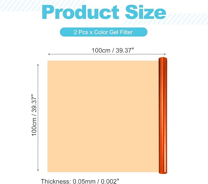 MECCANIXITY Lighting Gel Filter 39.4x39.4 Inch Orange 85 Color Correction Sheet - Image 2