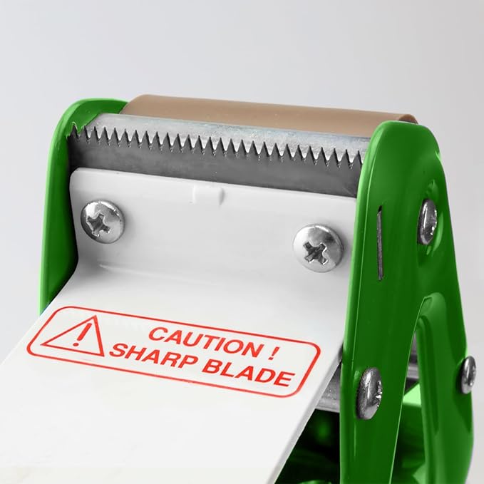 Heavy Duty Metal Frame Tape Gun - 3" Core with Special Ergonomic Handle - Packing Tape Dispenser with Premium Tempered Steel Blade for 2" Tape Rolls