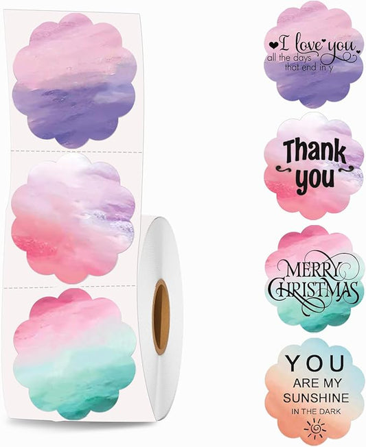 2''2'' Flower Thermal Sticker Labels, 500 Self-Adhesive Direct Thermal Labels/1 Roll, Multi-Purpose for DIY Logo Design, Name Tag, QR Code, Nebula