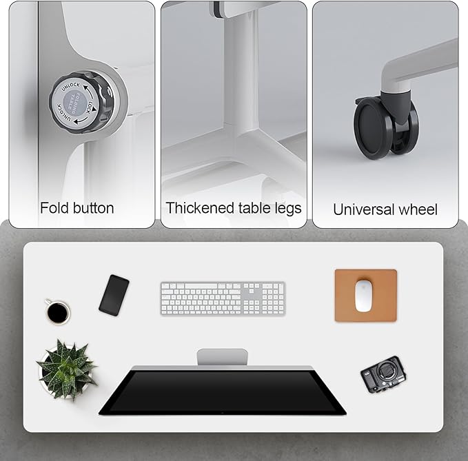 Folding Conference Table, Modern Large Conference Room Tables with Flip-Top Design, Foldable Conference Table Meeting Table with Wheels, Mobile Seminar Training Tables for Office Classroom (2, White)