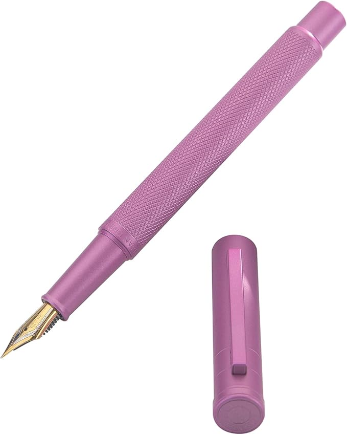 Hongdian 1851 Pink Forest Fountain Pen Medium Nib, Classic Design with Converter and Metal Pen Case