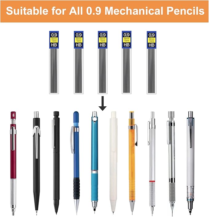 Morepack 720 Pieces 0.9 mm Lead Refills for Mechanical Pencils,0.9 mm HB, Smooth Break Resistant Mechanical Pencil Lead