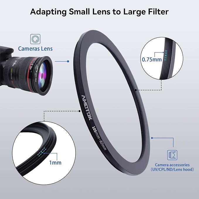105mm Lens to 82mm Camera Lens Adapter, 105mm to 82mm Filter Step-Down Ring - Image 4