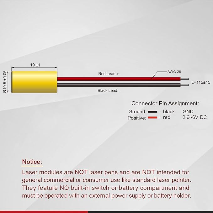Red Dot Laser Module, Class 3R, Less Than 5mW, - Image 2