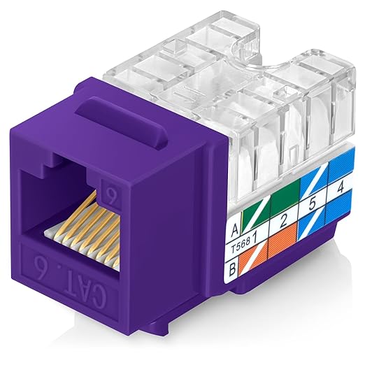 Everest 90° Angled RJ45 Cat6 Keystone Jacks 100-Pack in Purple - Image 8