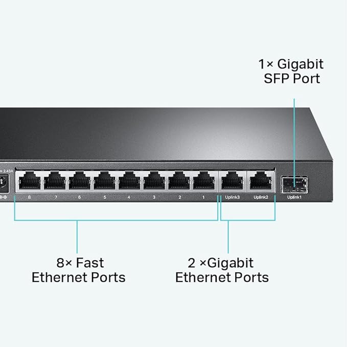 TP-Link TL-SL1311MP 8 Port 10/100Mbps Fast Ethernet PoE Switch 8 PoE+ Ports 124W - Image 2