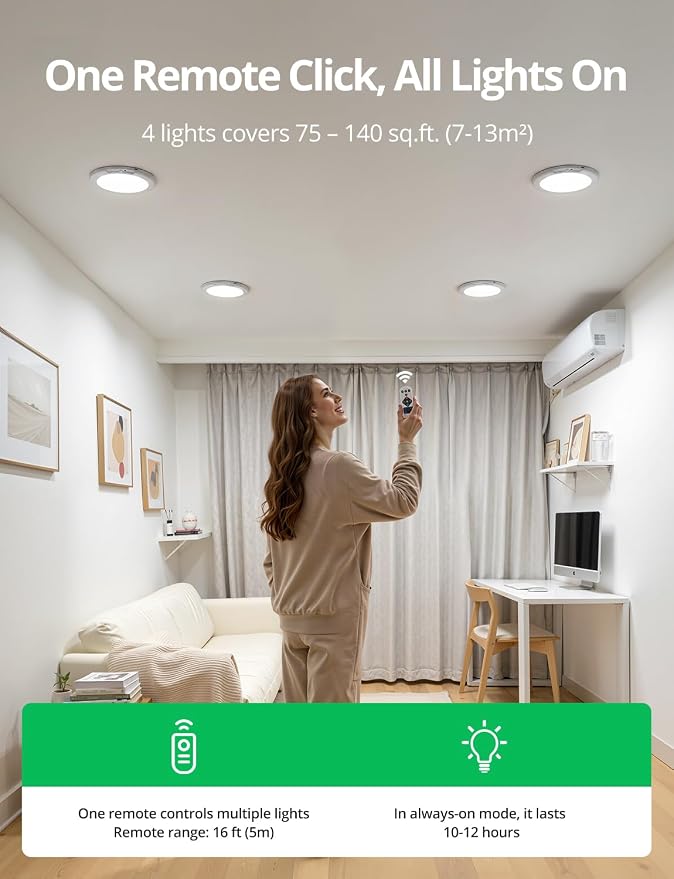 Bojim 4 Pack Rechargeable Motion Sensor Ceiling Light - Image 3