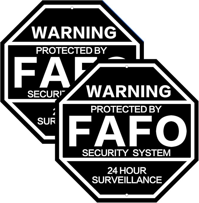 2Pack 10'' x 10'' Protected by FAFO Reflective Funny Security Sign, by JMXINHANG