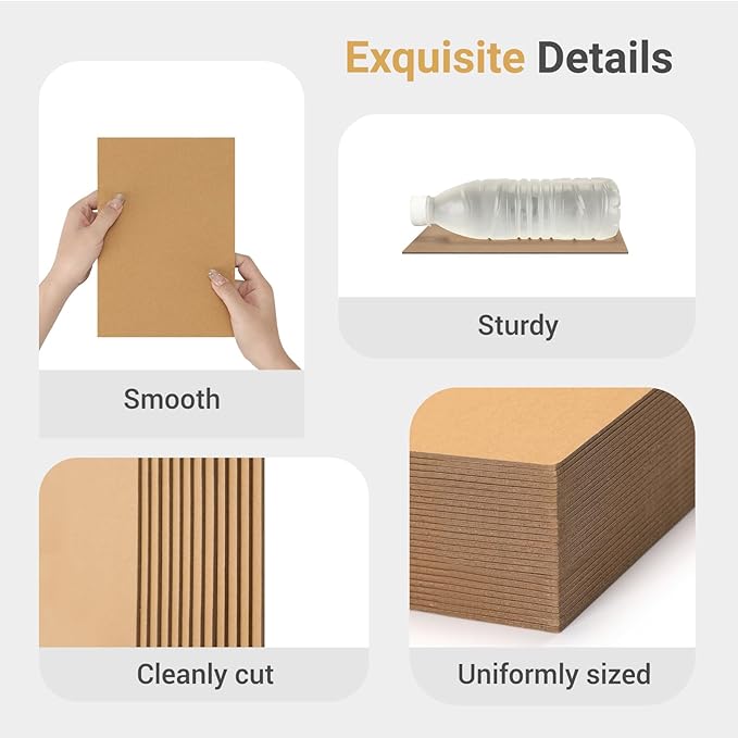 25 Pcs Book Board, Binder Board, Cover Board, Heavy Duty Chipboard for Book Binding, DIY Cardboard (Brown, 9 x 6 Inch 80PT)