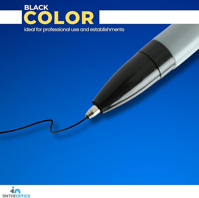 1InTheOffice Ballpoint Pens, Medium Point, Black Ink, 1.0mm, 12 Pack