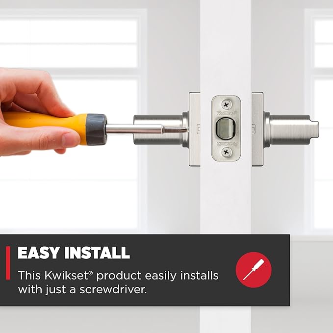 Kwikset Casey Door Handle, Satin Nickel | Interior Lever | Keyless Turn Lock | - Image 4