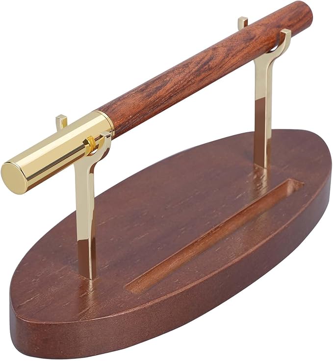 Pen Holder Desk Organizers and Accessories Desk Decor ，Exquisite Wooden Pen Holder ，with a Cool Pen and Two Refills for Office and Home (Style B)
