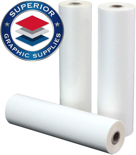 Superior Graphic Supplies PET Laminating Film Roll Premium Quality 18 Inches X 250 Feet - 1 Inch Core, 3 Mil / 0.003" Thick, Clear Gloss, 2 Roll Pack