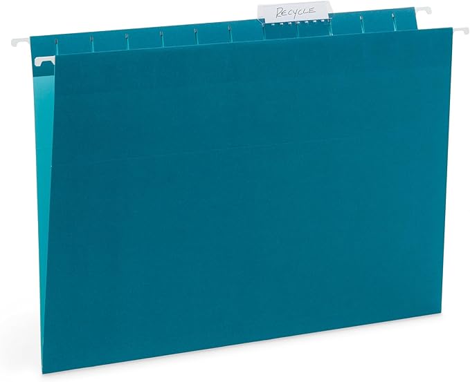 Blue Summit Supplies 25 Jewel Tone Hanging File Folders Letter Size with Tabs, Reinforced Hanging File Folders Jewel Tone, Includes Plastic Tabs and Inserts