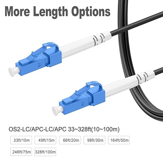 165 Feet Outdoor Simplex Fiber Optic Cable, OS2 LC to LC Single Mode Fiber - Image 3